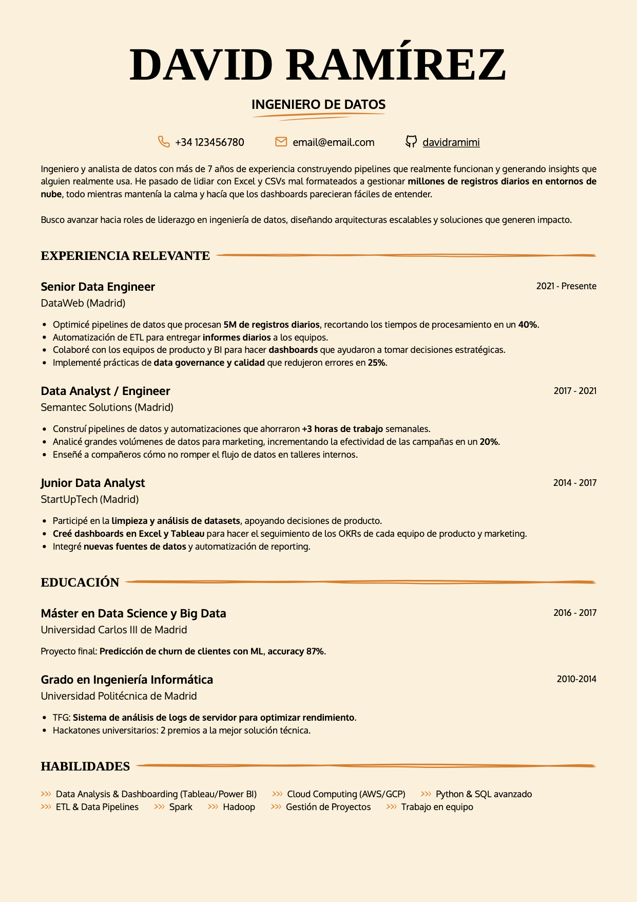 Plantilla de CV Harvard estilo moderno CandyCV