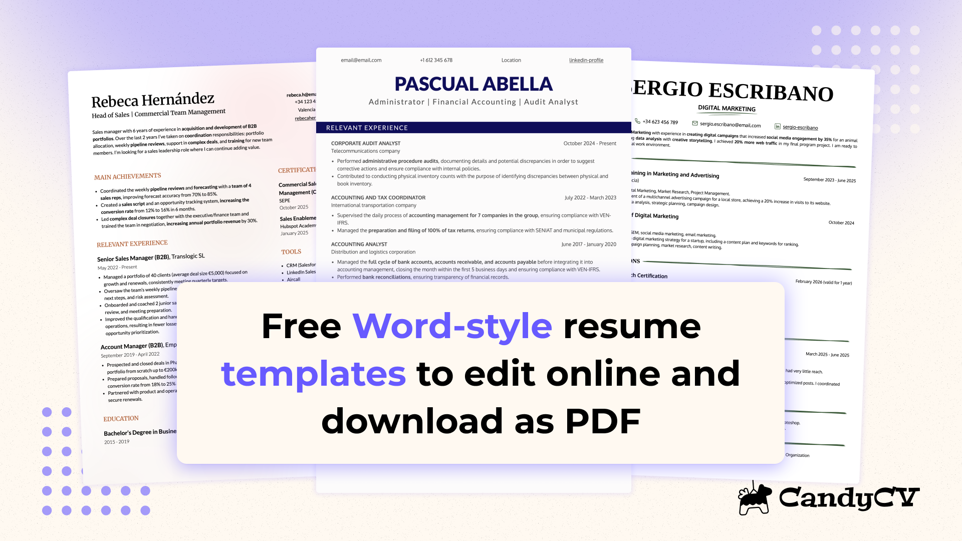 Plantillas de CV tipo Word gratis para editar y descargar en PDF