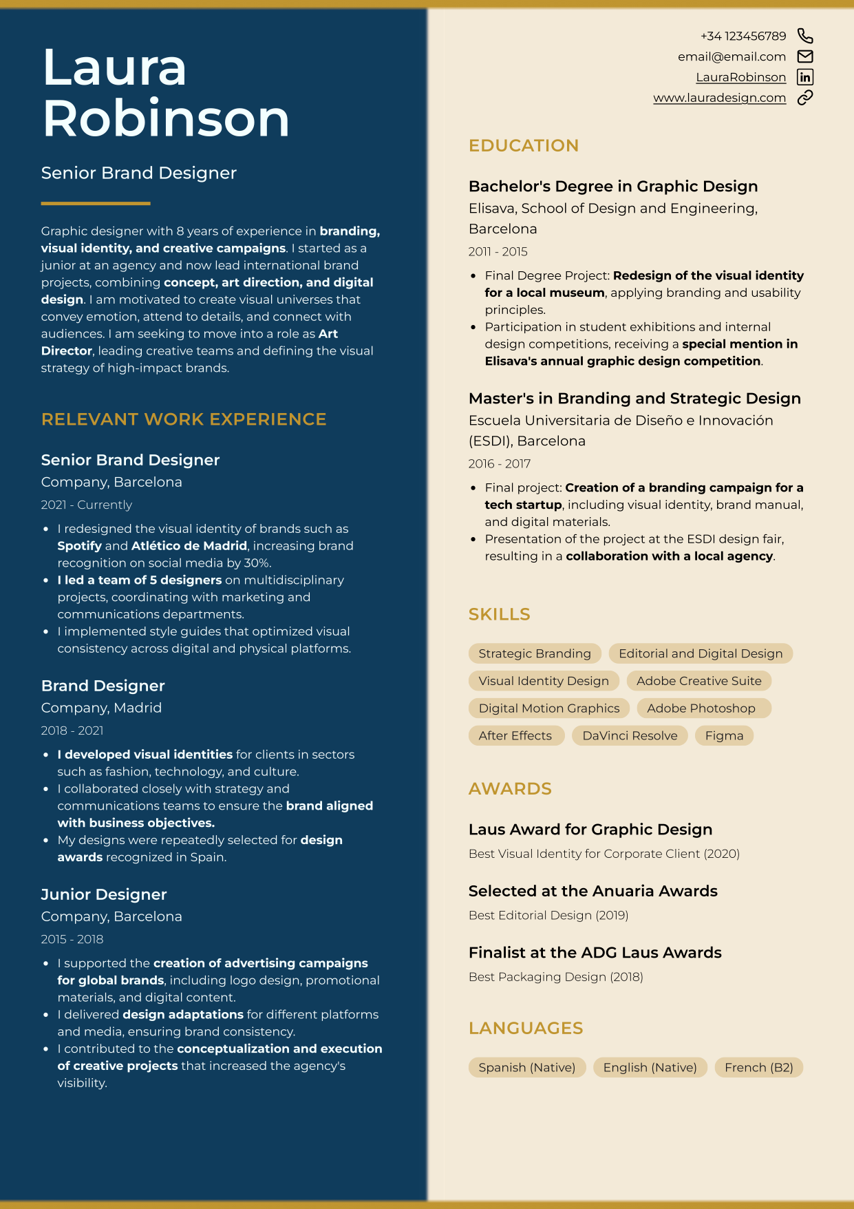 Creative and professional resume template from CandyCV