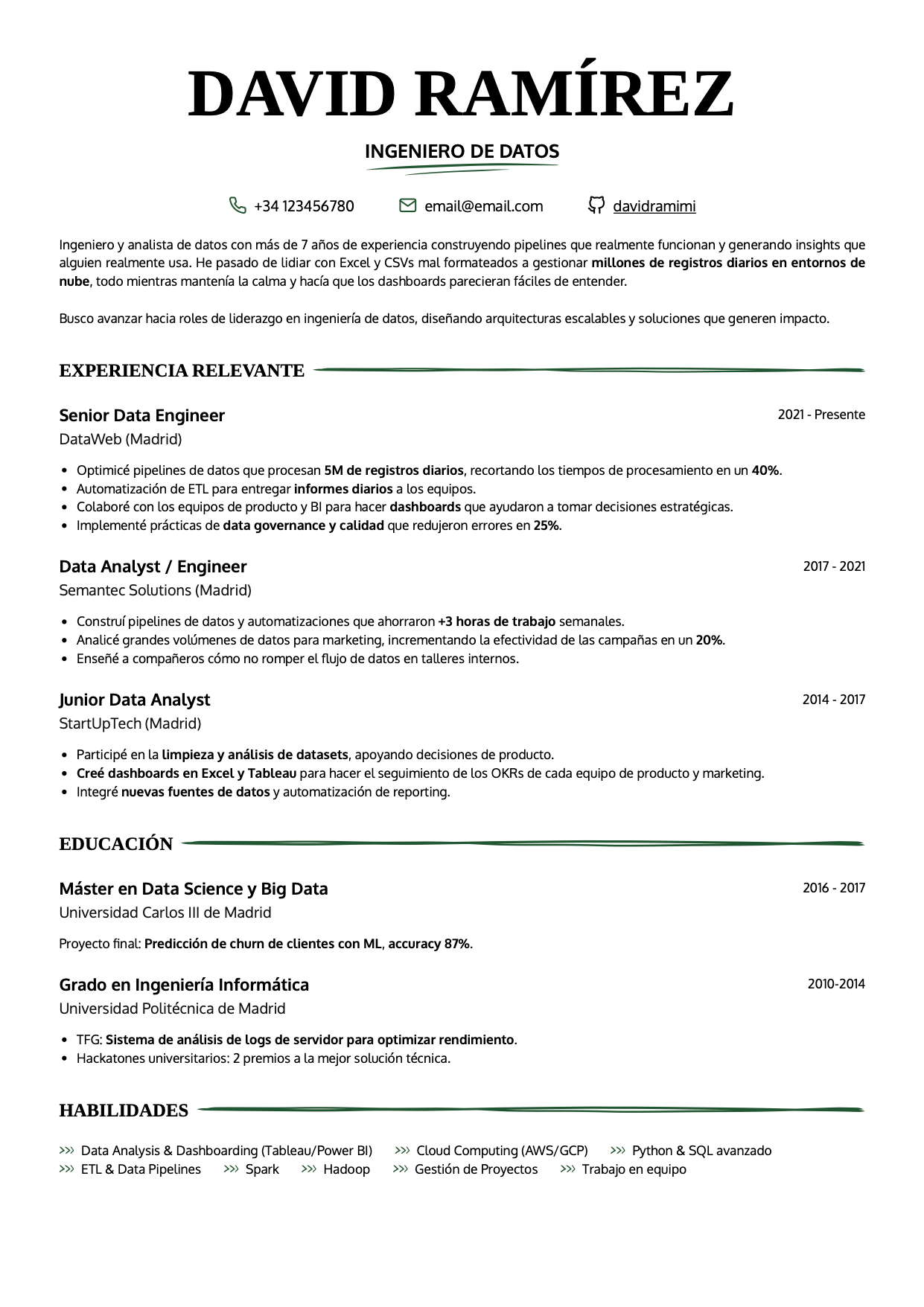 Plantilla CV estilo Harvard moderna de CandyCV