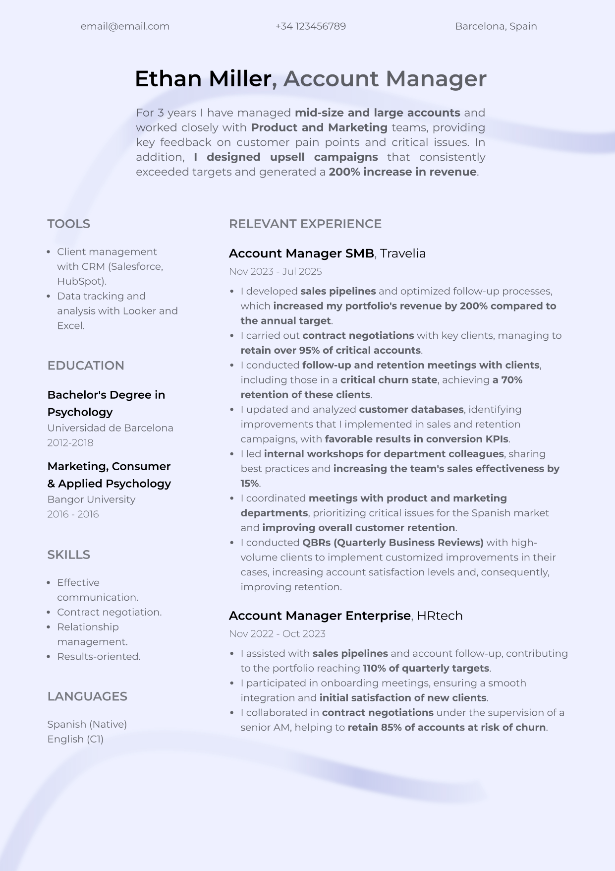 Minimalist resume template from CandyCV