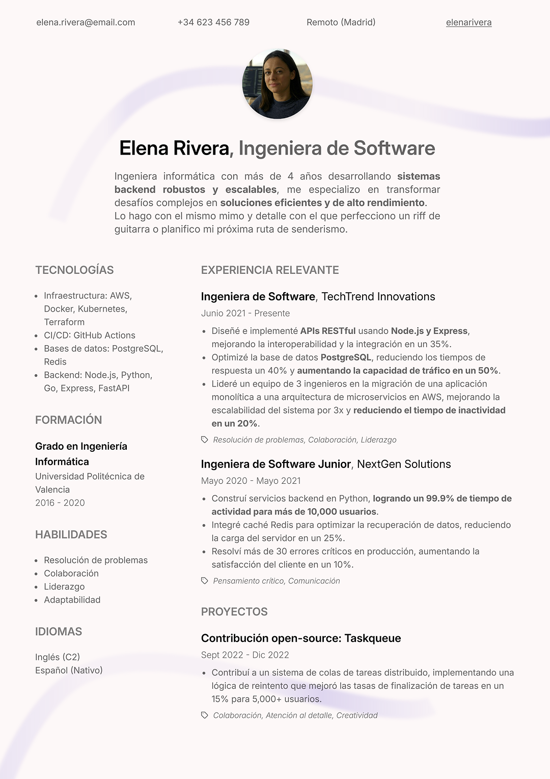 Plantilla CV profesional y elegante CandyCV