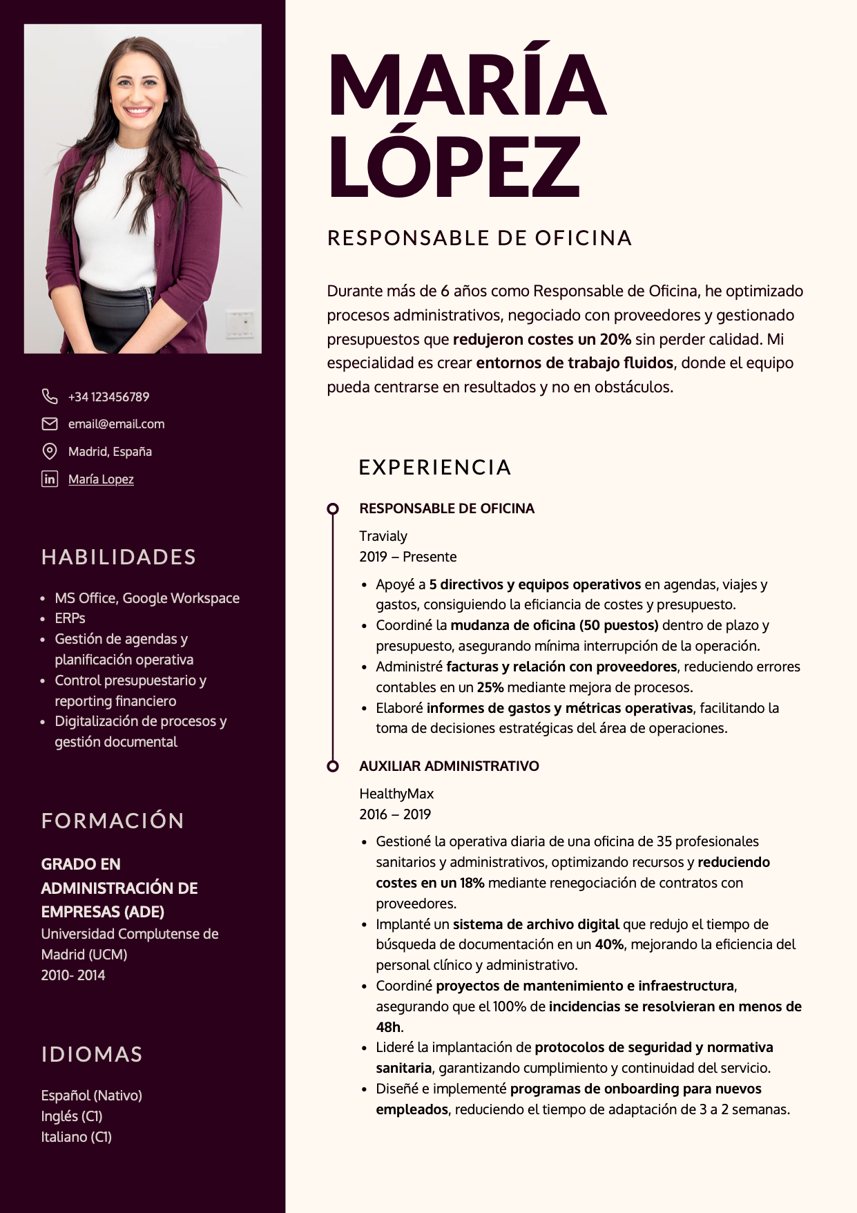 Plantilla de CV funcional duotono CandyCV