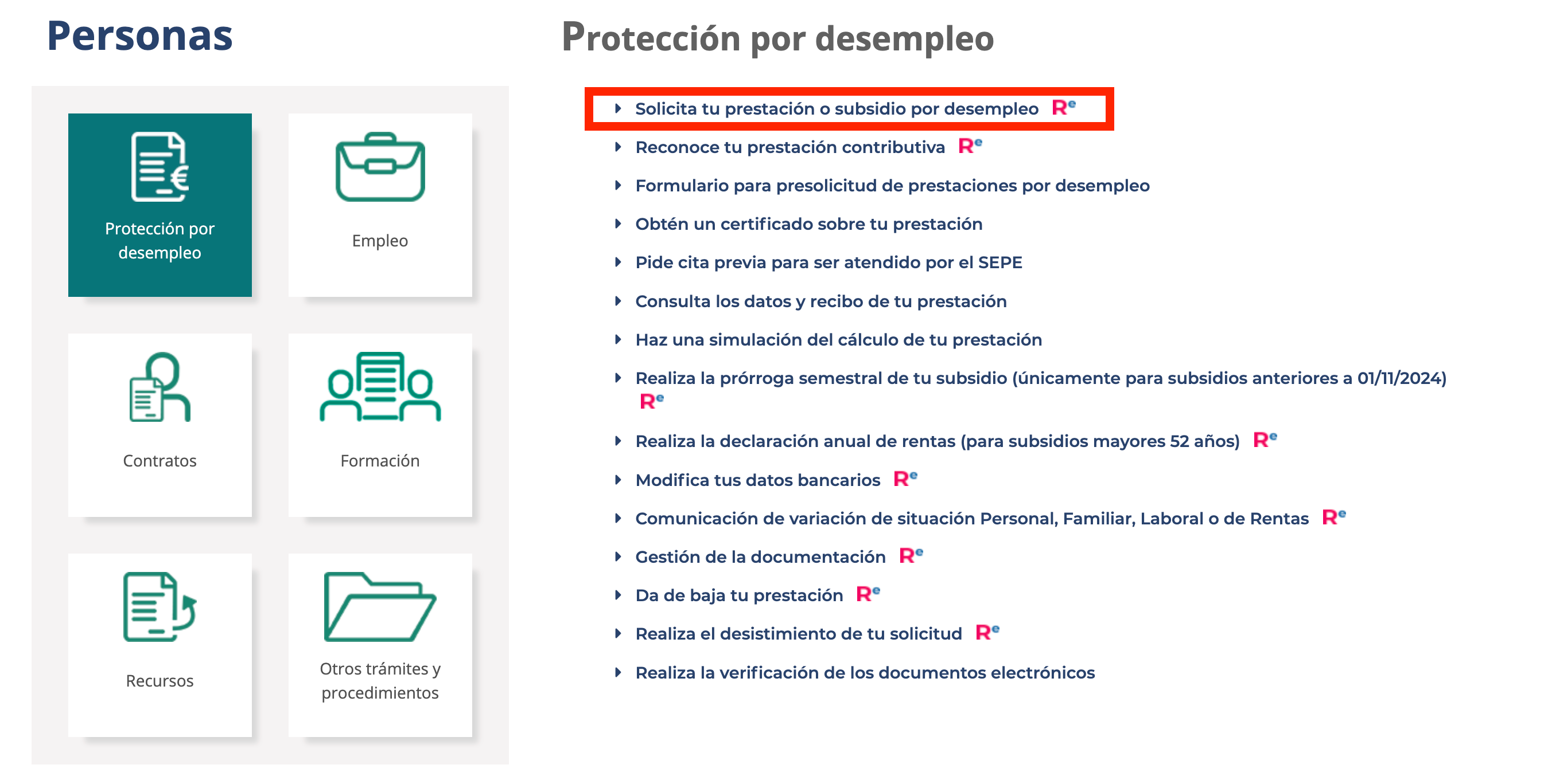 Solicita prestación o subsidio por desempleo web SEPE