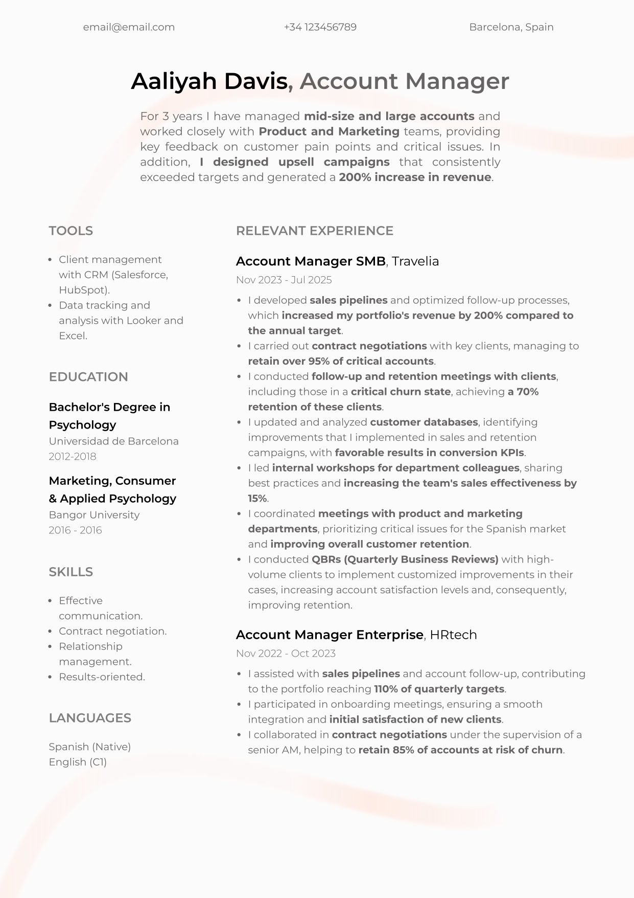 Elegant resume template from CandyCV