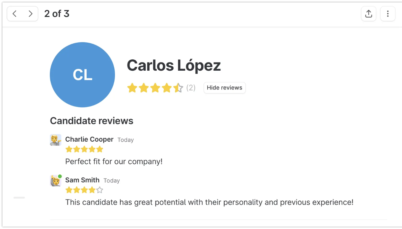 Candidate Star Rating